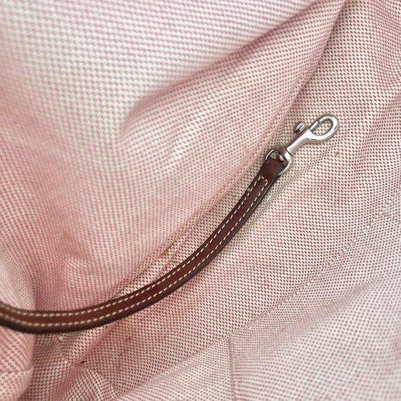 Dooney & Bourke Signature Jacquard Brown Tan Logo Canvas Satchel Purse Classic M - Picture 10 of 12